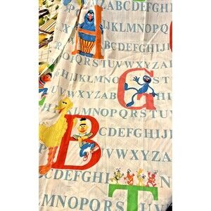Vintage Sesame Street Alphabet Curtains 2 Panels 23”x62” Made In USA Pinch Pleat